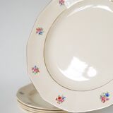 Set of 5 Digoin Sarreguemines dessert plates, small flowers model, 1960
