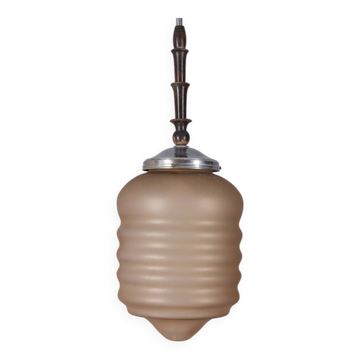 Vintage 1950s pink glass pendant lamp, Italian design