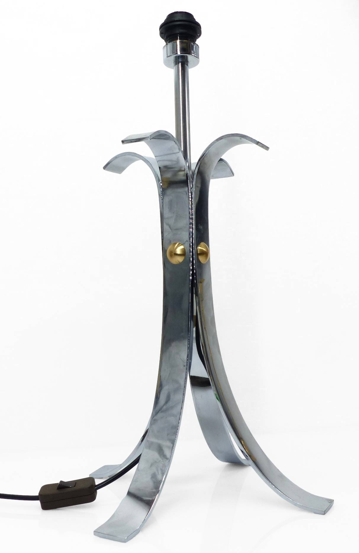 Space Age 1970 chrome steel four-legged lamp base