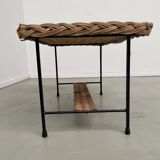 Woven wicker and metal coffee table 1960