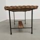 Table basse osier tressé et métal 1960