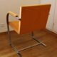 Fauteuil en métal chromé et tissu orange, 1970