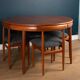 "Roundette" teak dining table & 6 chairs by  Hans Olsen for Frem Rølje 1960