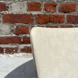 Set of 4 vintage Baumann chairs, in wood and white faux leather, model ESSOR.