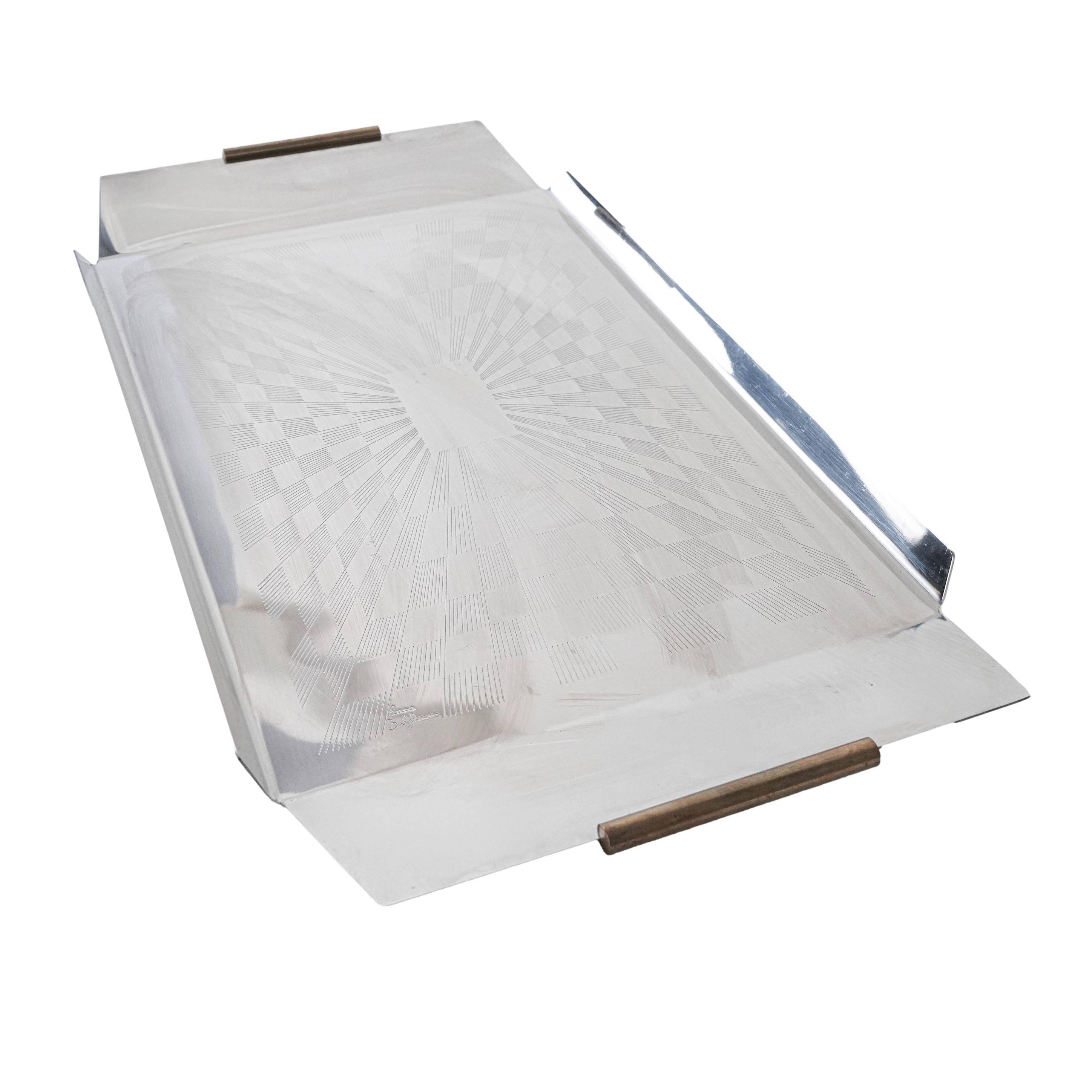 Stainless steel tray, Italian design, 1970s, made in Italy