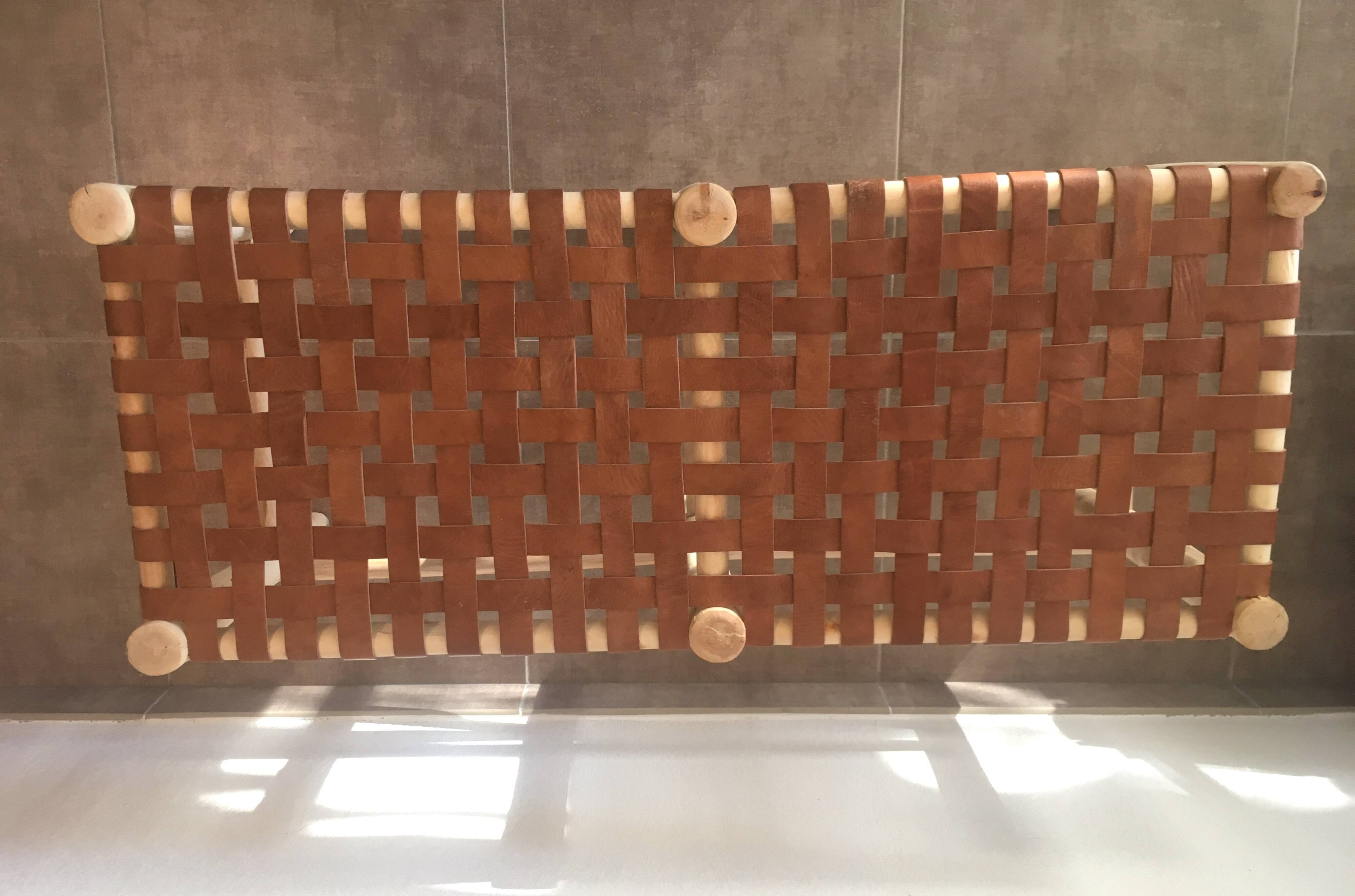 Poplar and leather bench