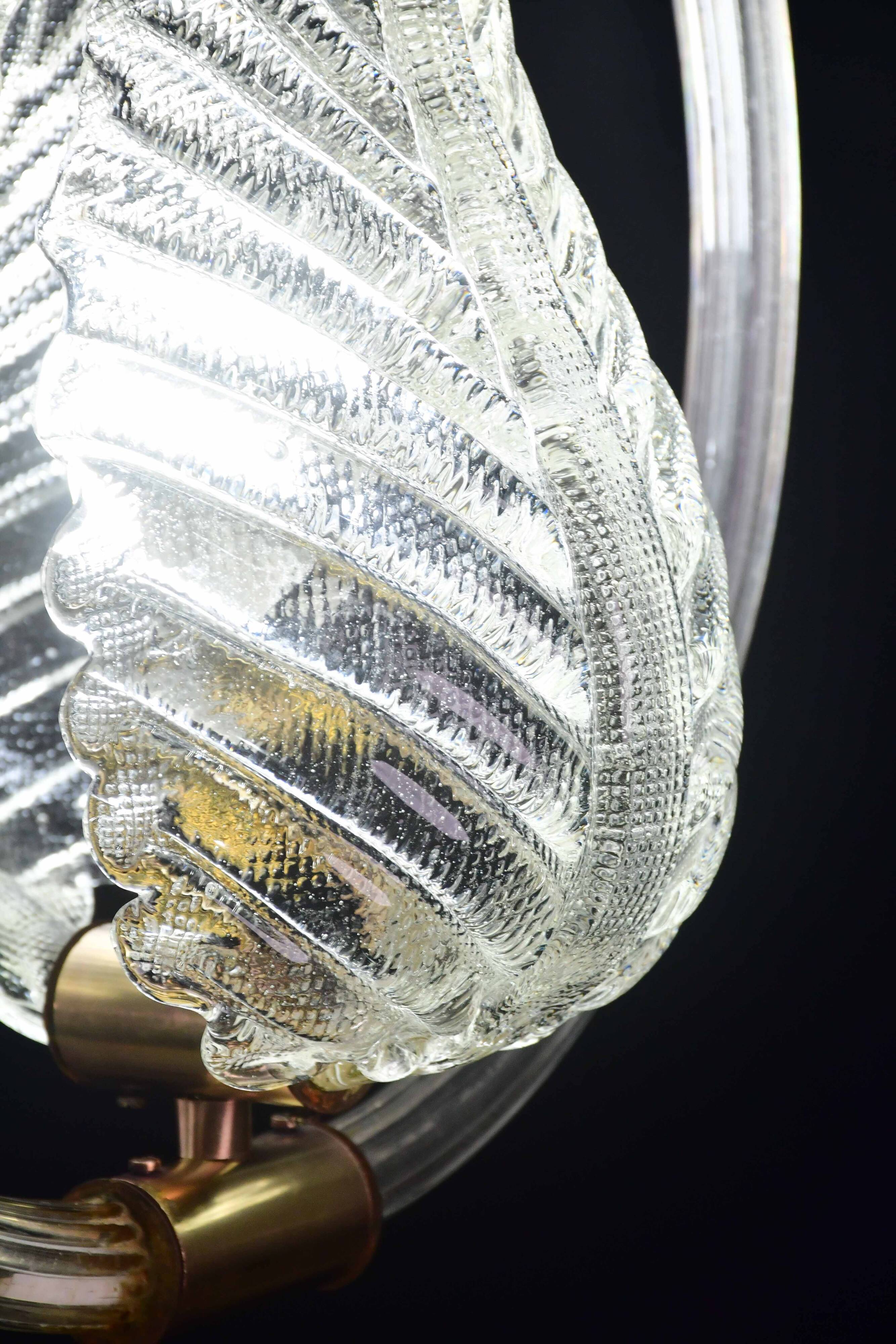 Lovely transparent Art Deco Barovier e Toso pendant light Murano glass, 1930s