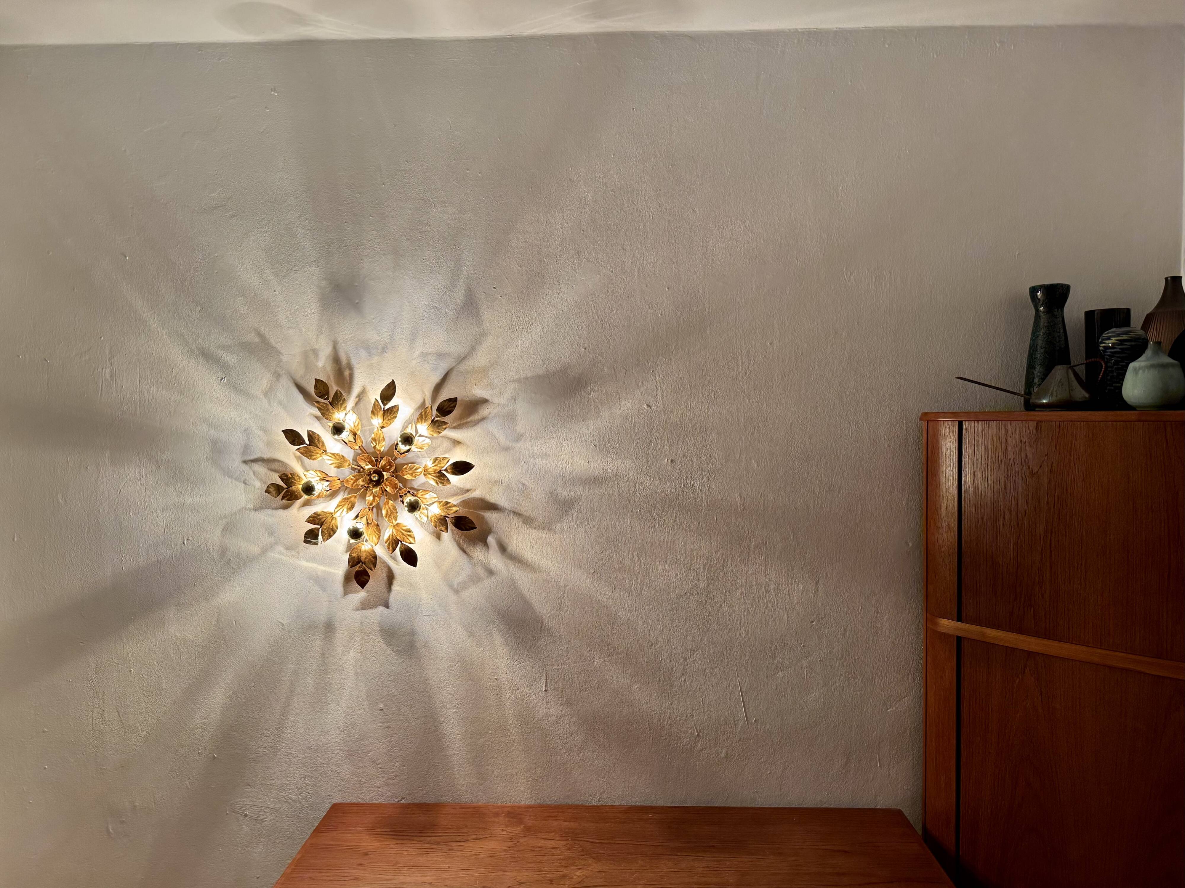 Floral Hollywood Regency Wall or Ceiling Lamp