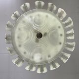 Lustre fontaine vénitien en verre de Murano incolore vert 1940