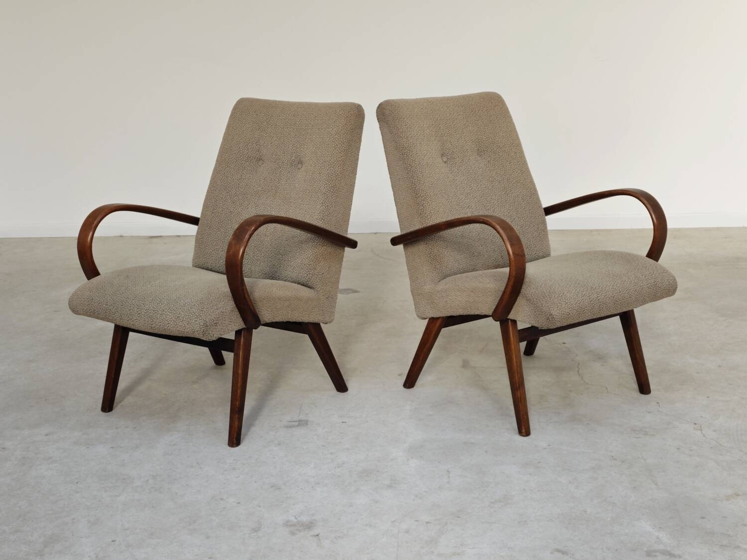 Pair of grey mottled armchairs by Jaroslav Smidek for TON Bystrice