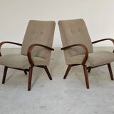 Pair of grey mottled armchairs by Jaroslav Smidek for TON Bystrice