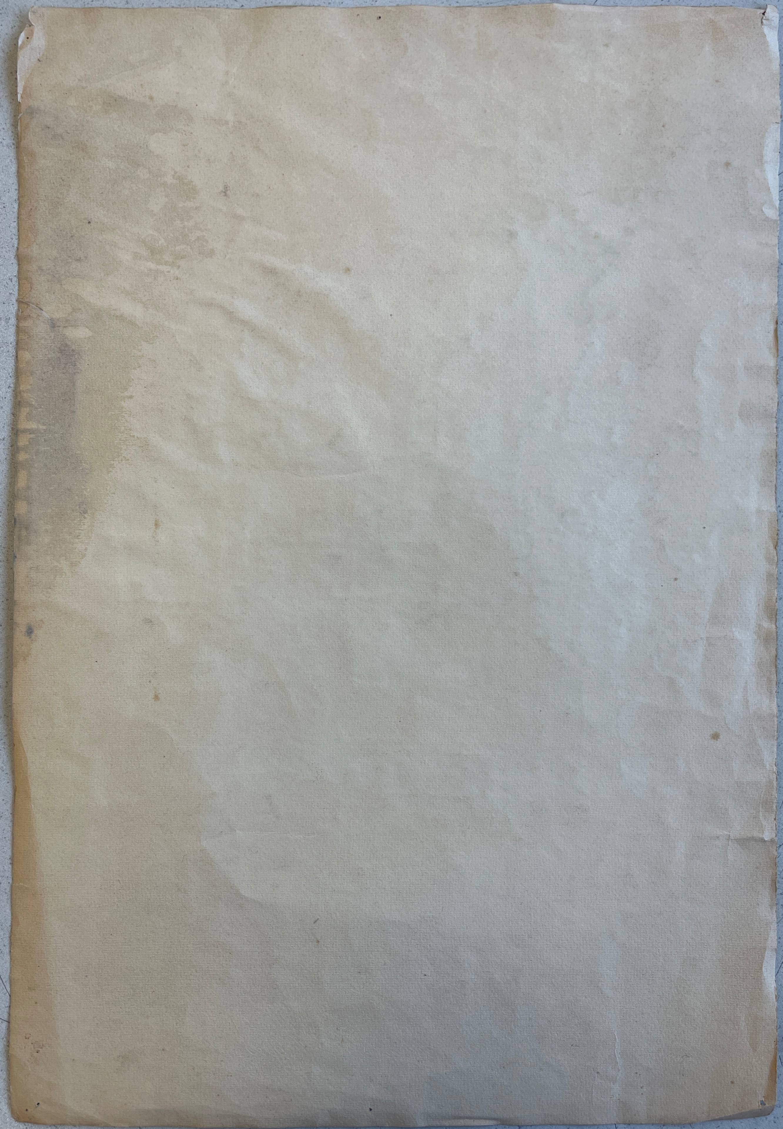 Watercolor painting of a castle and village, early 20th century