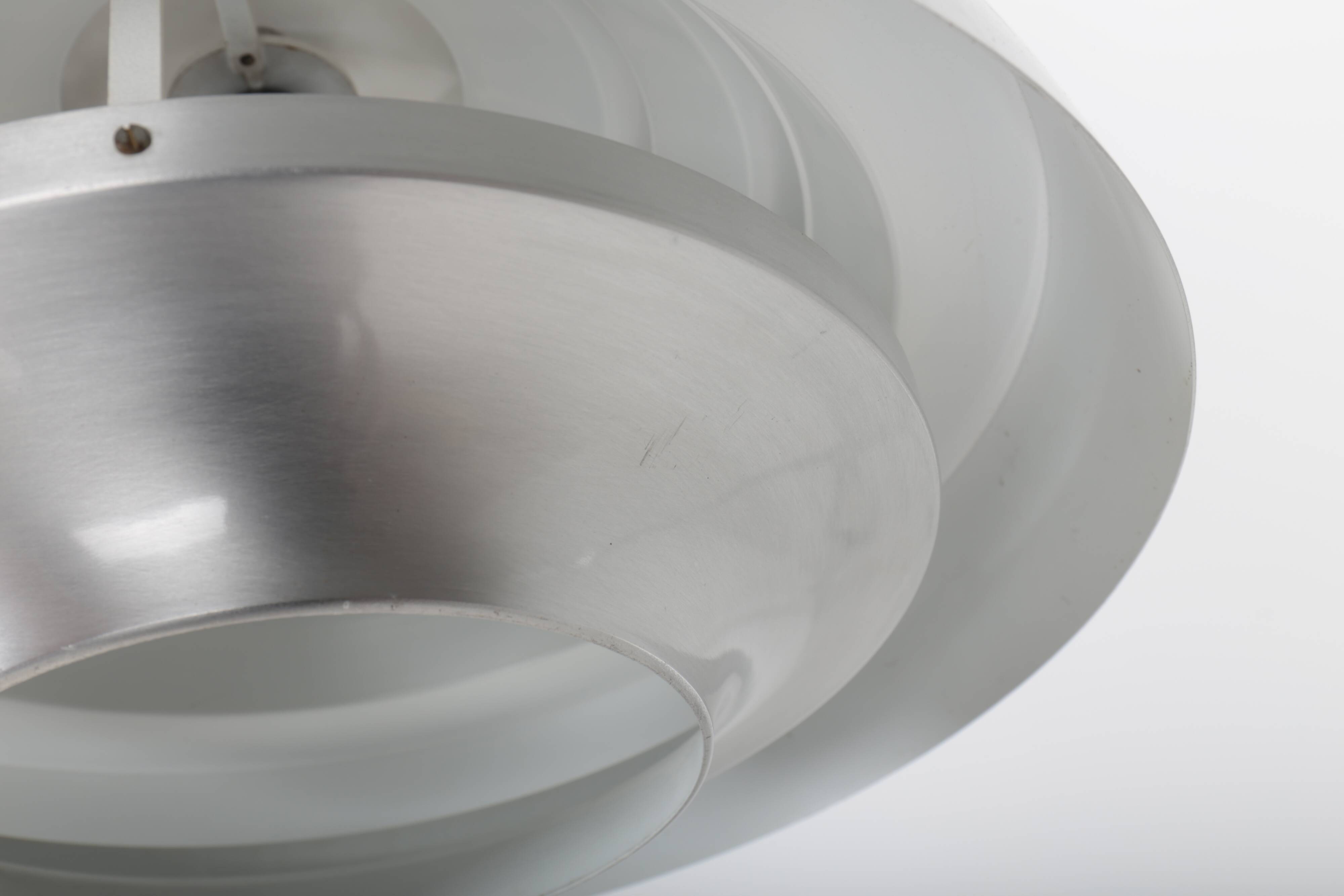 Vintage pendant light with brushed aluminum slats, 1970s