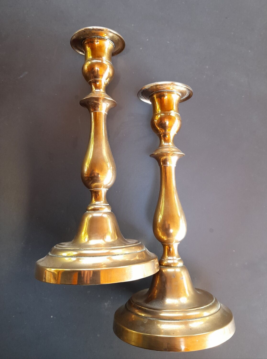 Pair of bronze candle holders old
