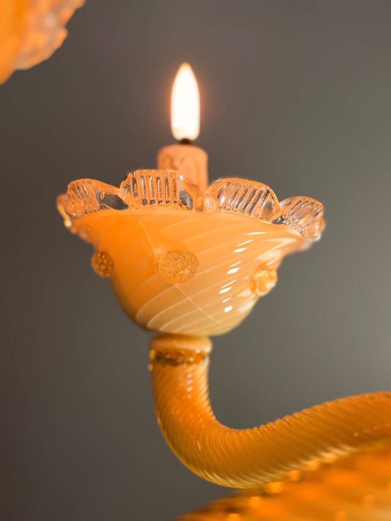 Lustre vénitien en verre de Murano jaune, vers 1950