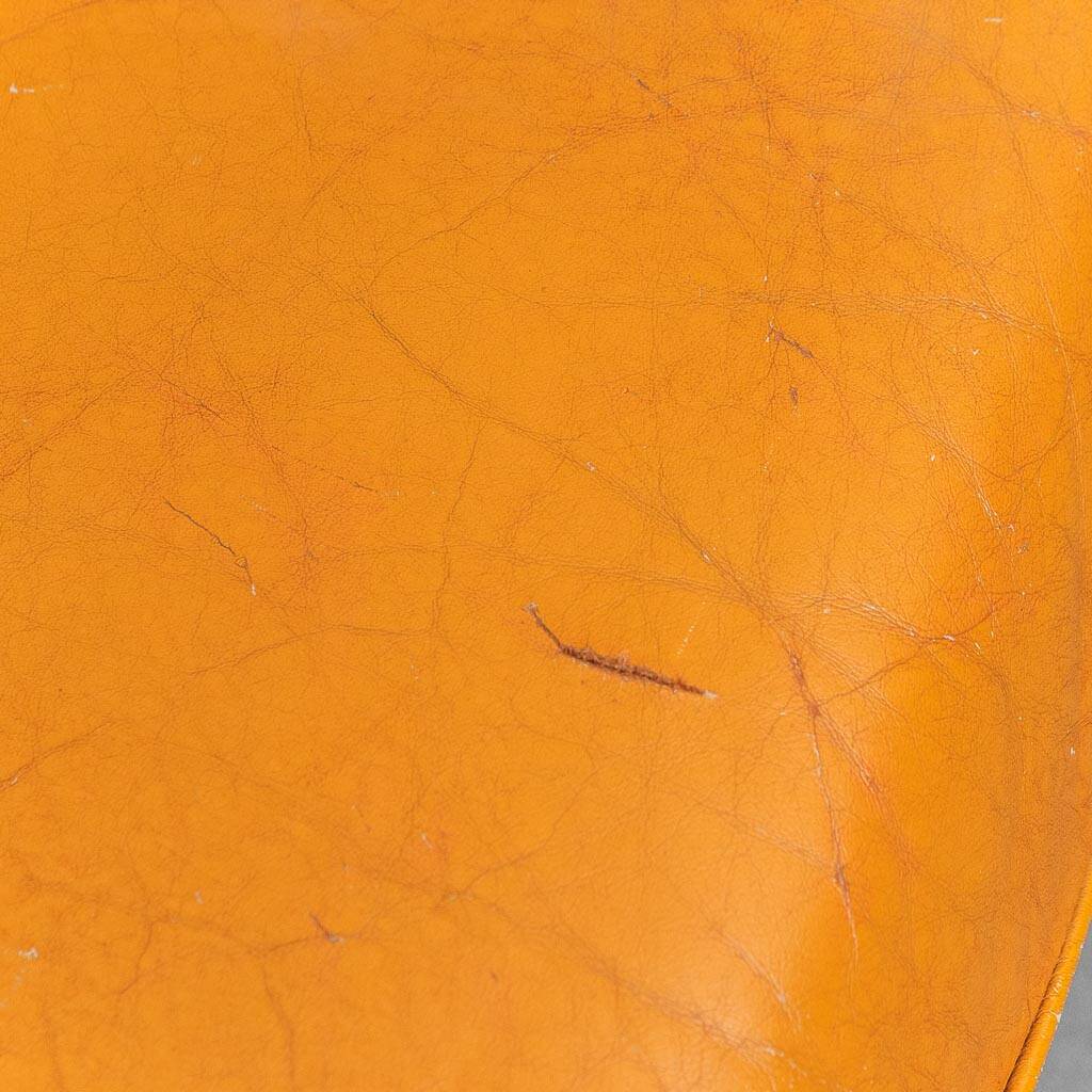 3-seater leather and wood sofa, 1950s vintage modernism