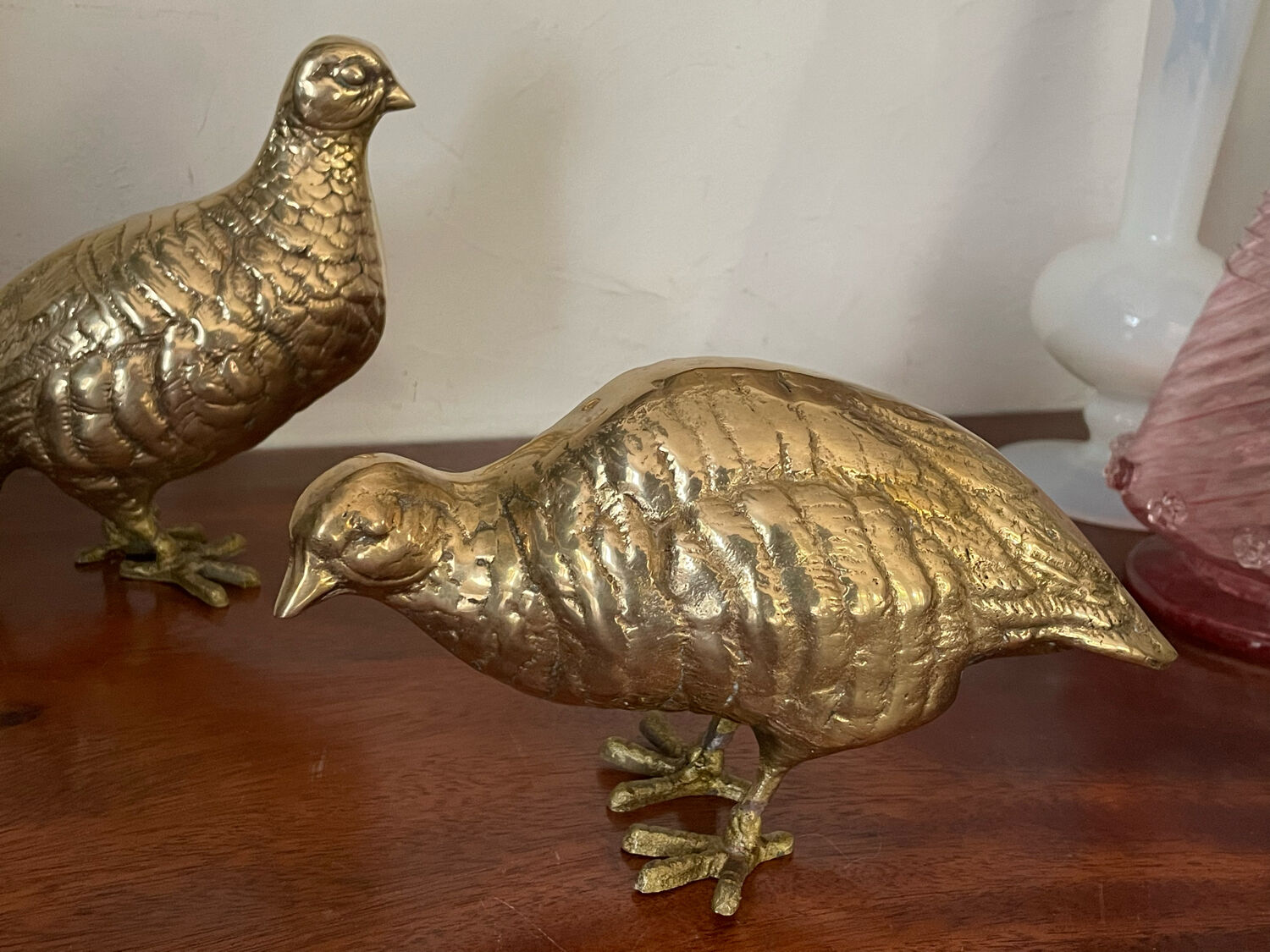 Vintage brass bird pair