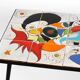 Mid Century Italian Modern Iron Table with Tiled Top and Abstract Motif