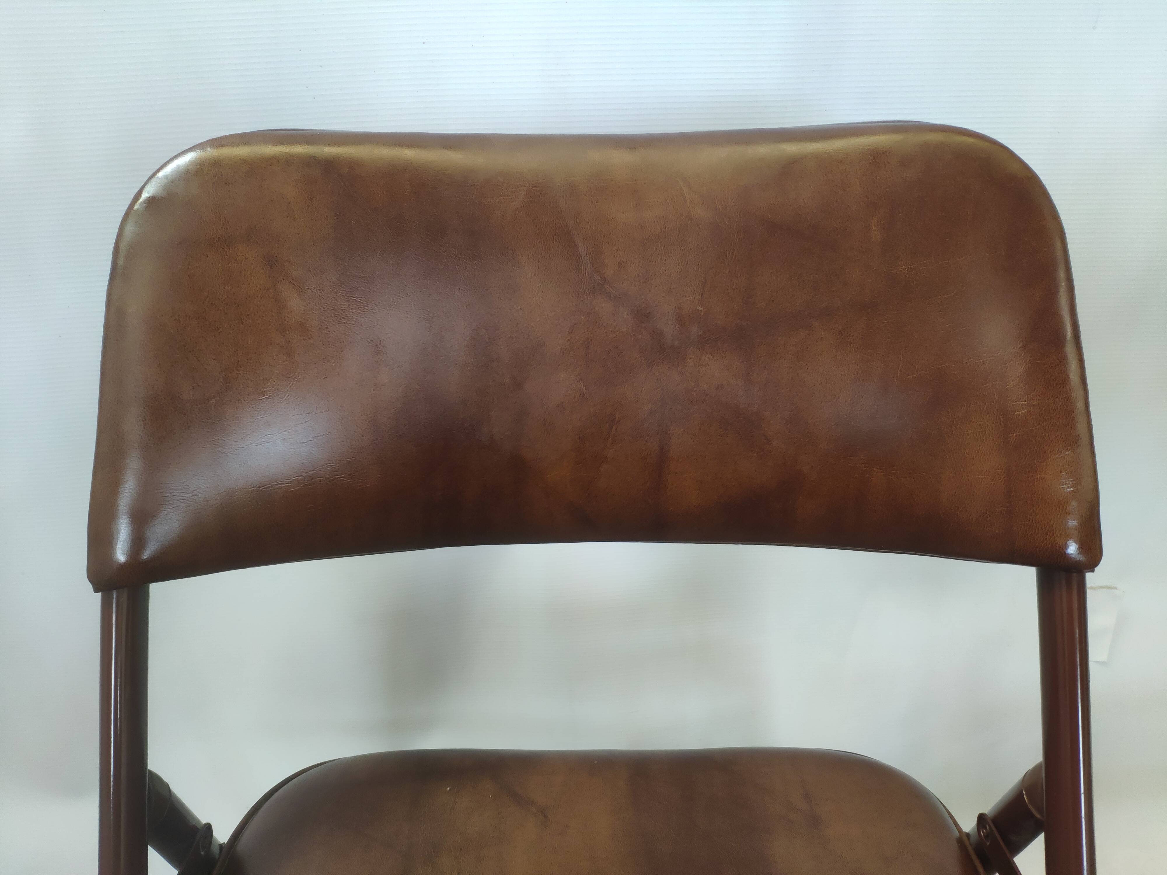Rare suite de 3 chaises Samsonite 1977 assise marron