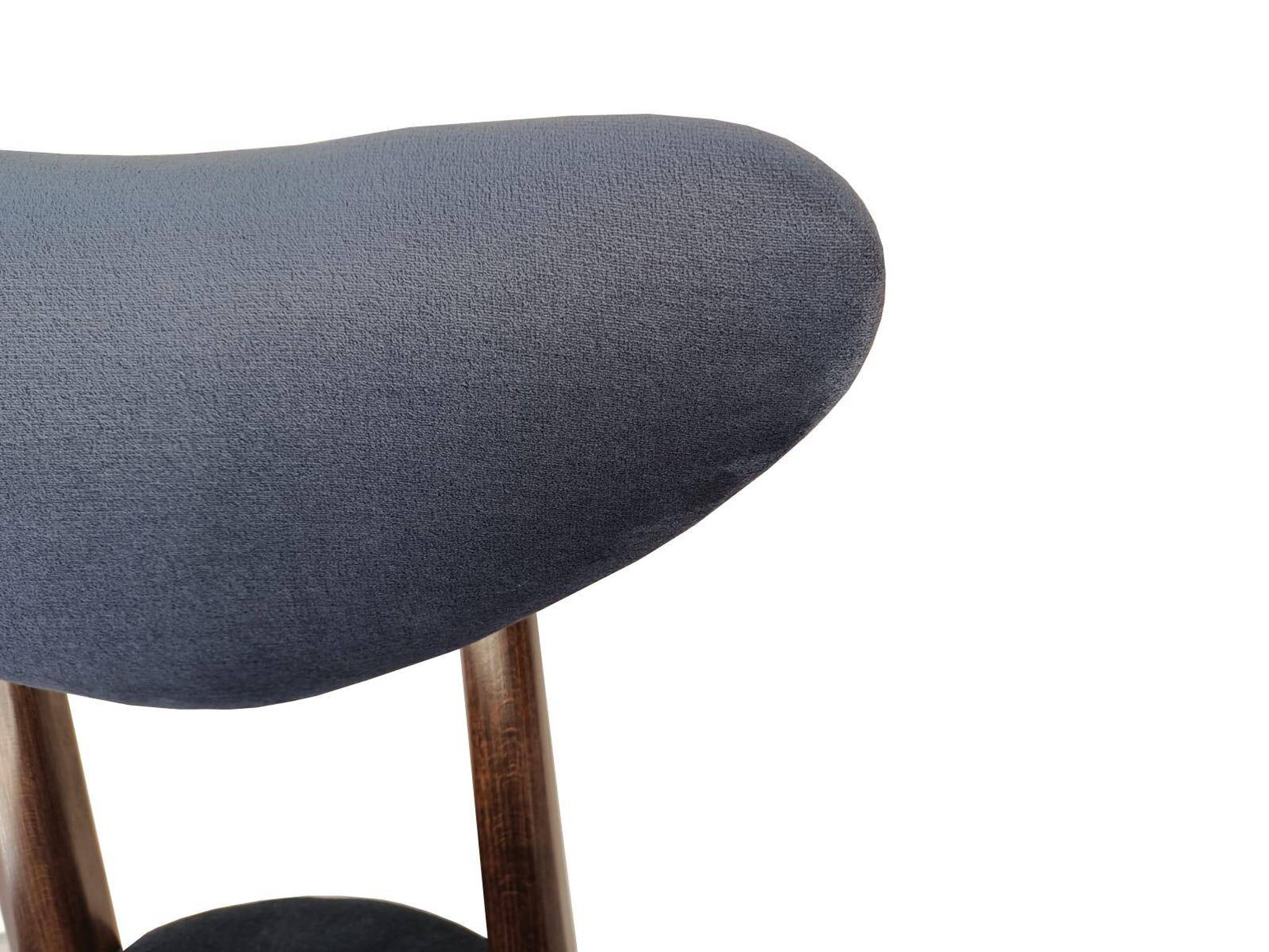 Heart-shaped blue velvet chair with walnut wood, mid-century, Poland, 1960s.