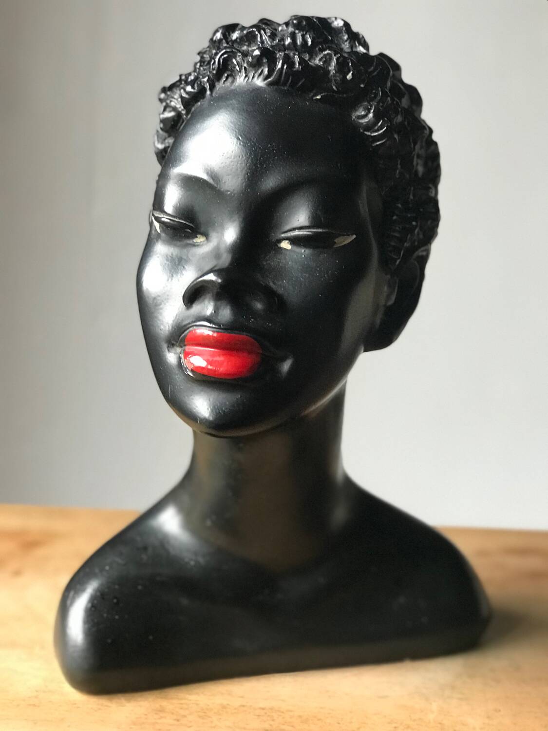 Plaster bust of a black woman 1950s Gino Manca