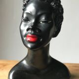 Buste plâtre femme noire 1950s Gino Manca