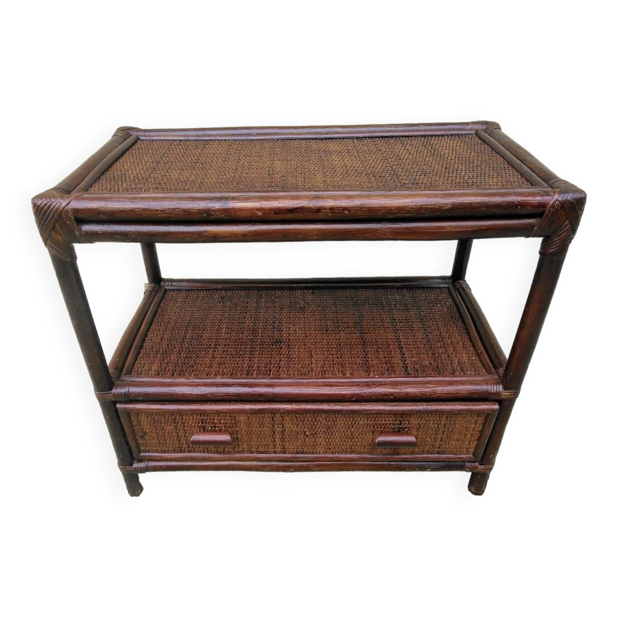 Vintage rattan storage unit