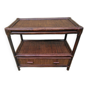 Vintage rattan storage unit