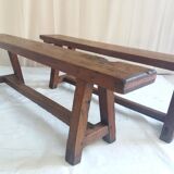 Pair of old benches in chene