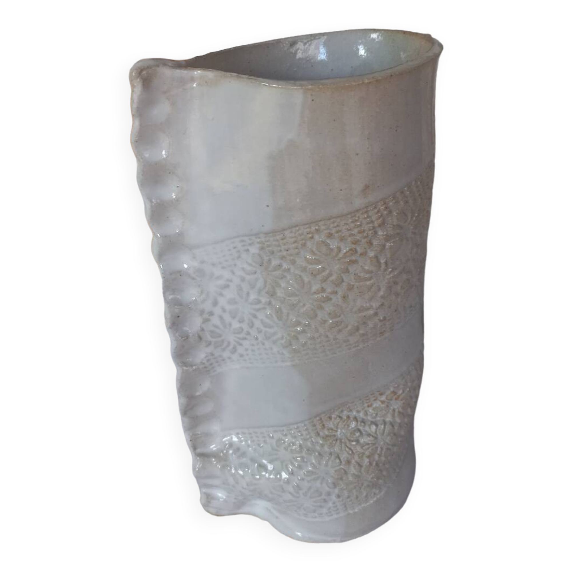Lace glazed earthenware vase