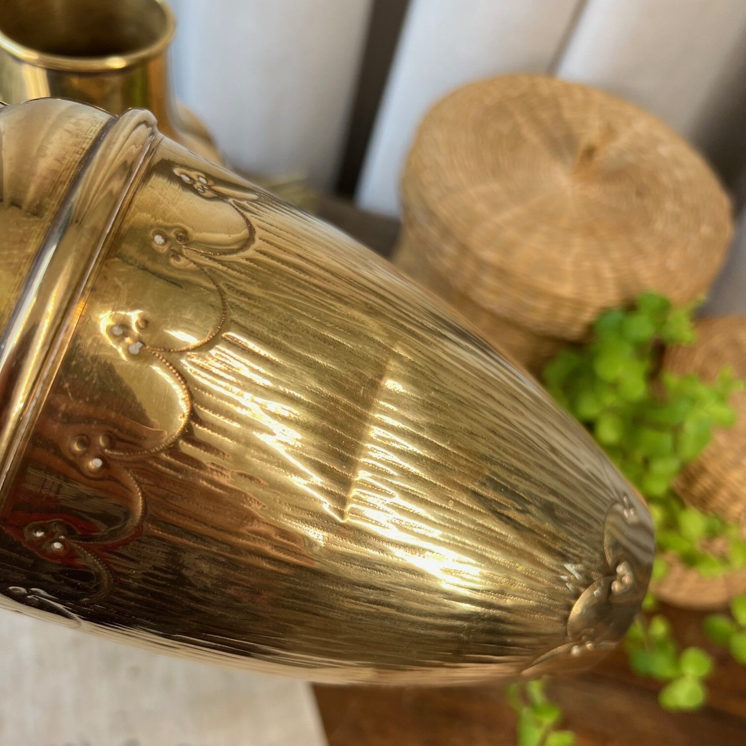 Duo of brass vases