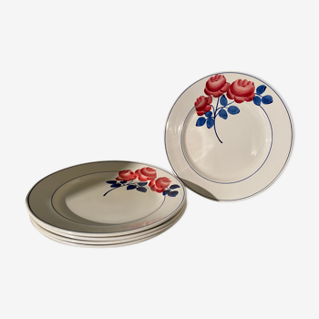 Ensemble de 5 assiettes HBCM roses rouges