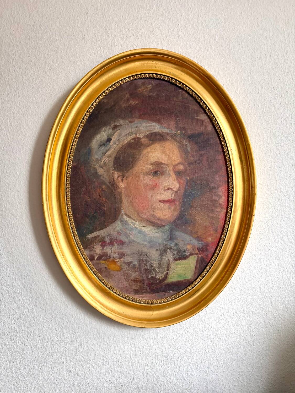 Antique Portrait Oil Painting With Wooden gilded frame 58cm x 45cm