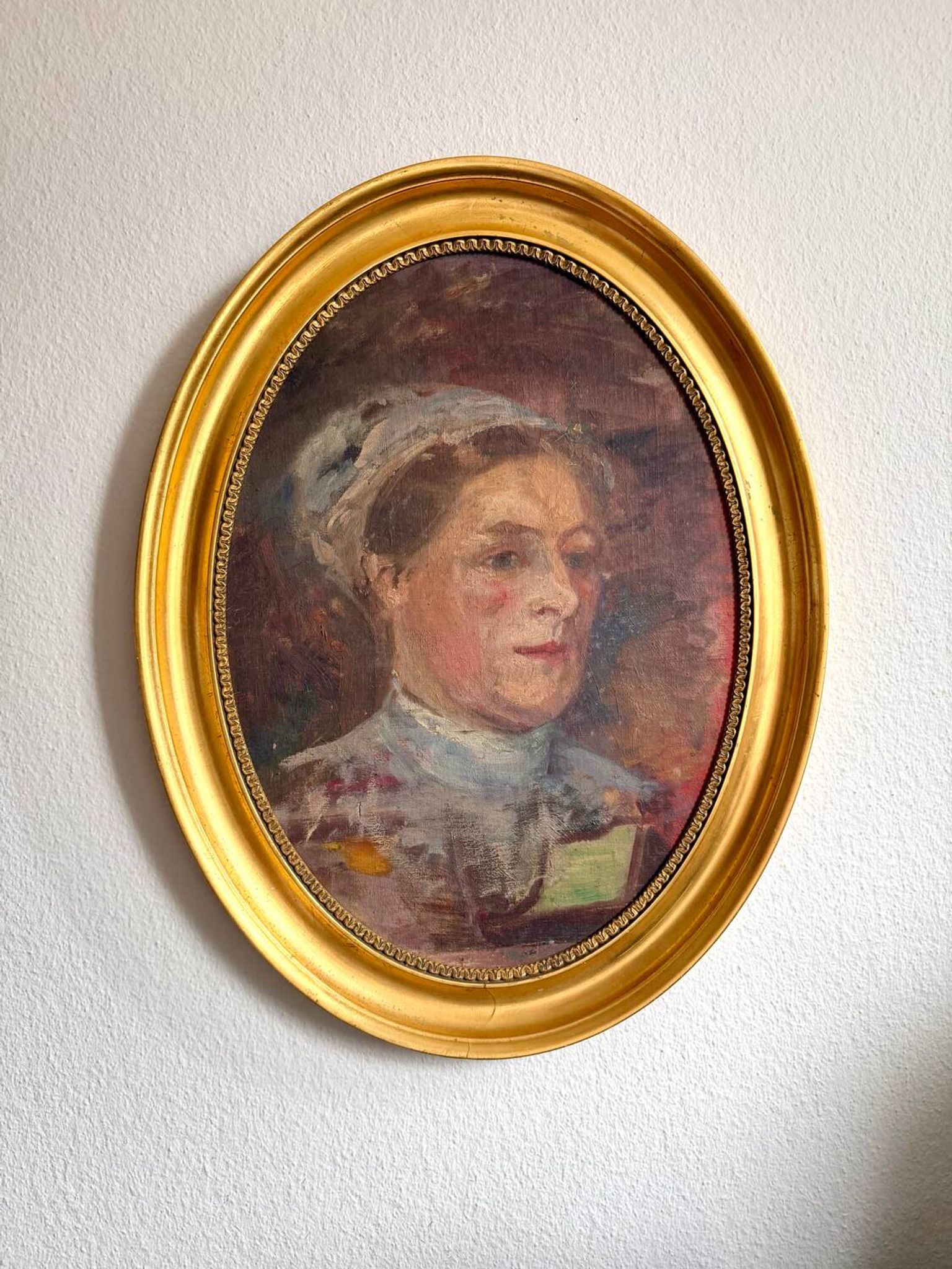Antique Portrait Oil Painting With Wooden gilded frame 58cm x 45cm