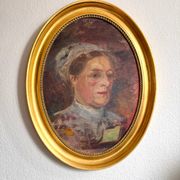 Antique Portrait Oil Painting With Wooden gilded frame 58cm x 45cm
