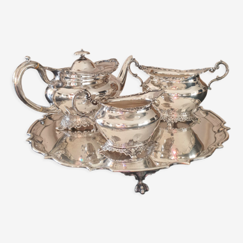 4-piece English silver tea set Victorian era