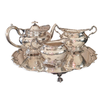 4-piece English silver tea set Victorian era