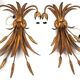 Beautiful pair of wall lights, gold metal, wheat ears, vintage, 48 cm, excellent condition.
