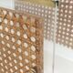 Pair of magazine racks in plexiglass, brass and inlaid caning in the style of Christian Dior and Gabriella Crespi