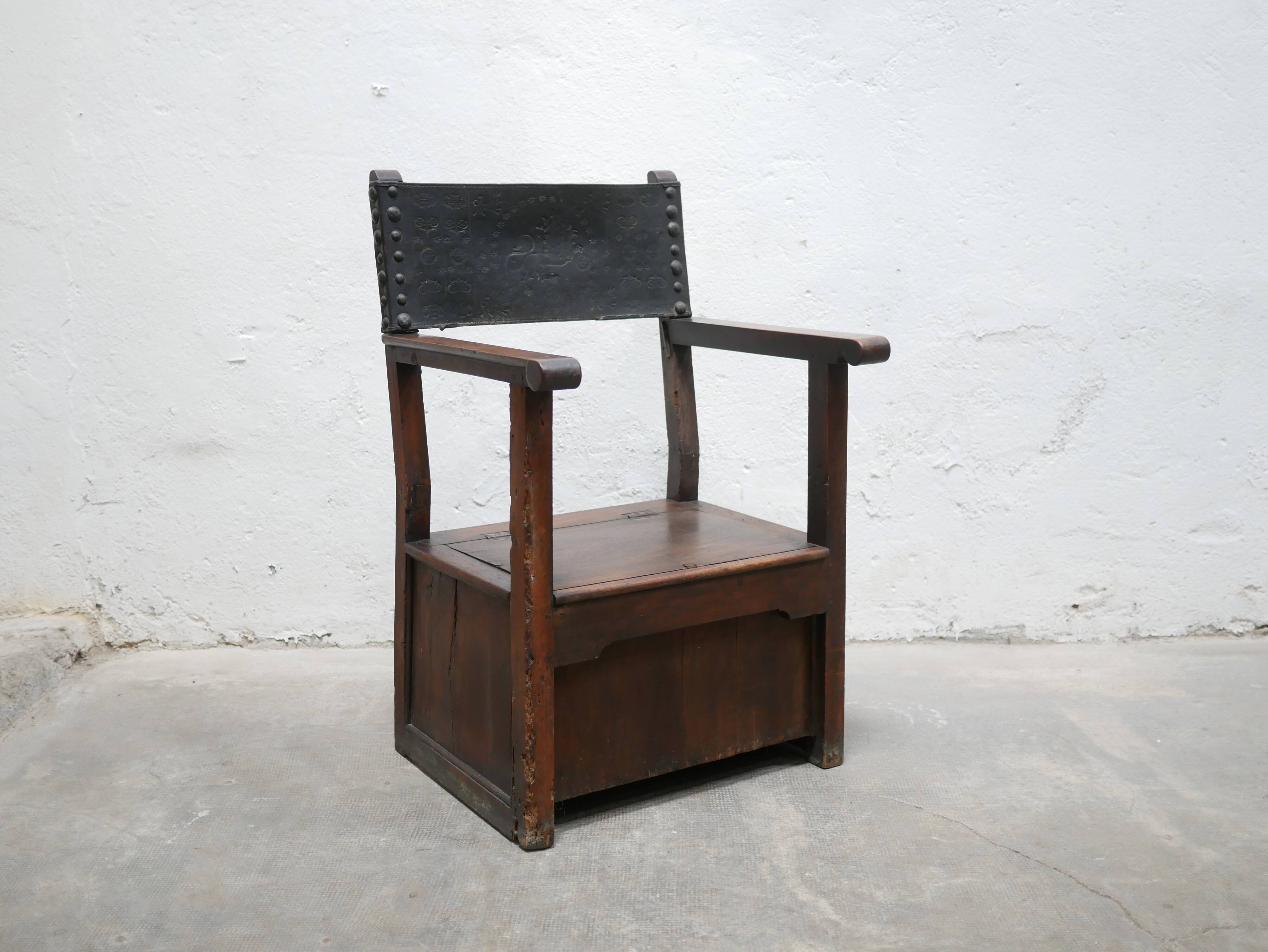 Wooden chest armchair, XIX th