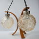Suspension vintage 1970 bois & verre