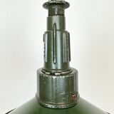 Suspension militaire industrielle en émail vert avec plateau en fonte d'aluminium, 1960s