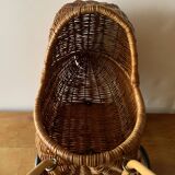 Old wicker dolls' pram - wooden wheels