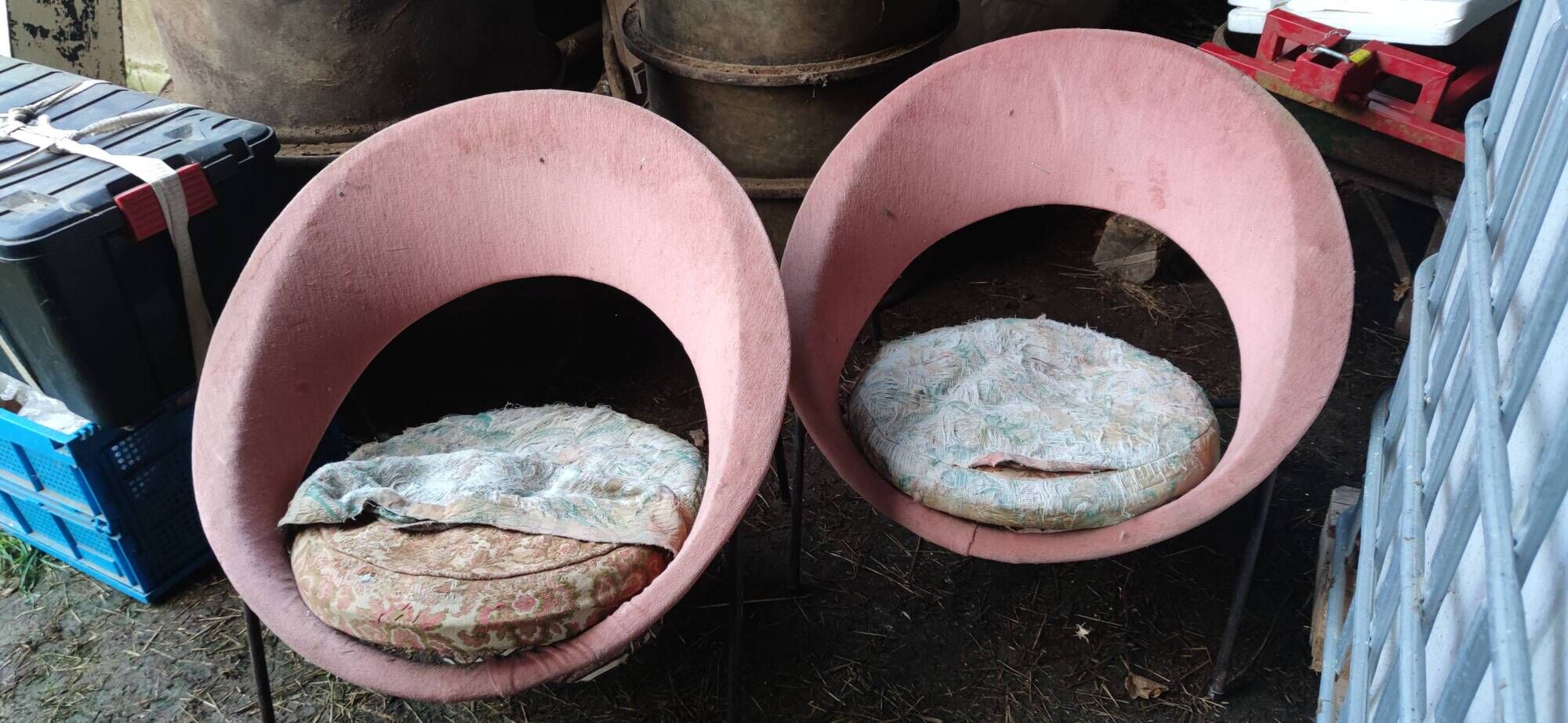 Pair of Saturn armchairs by Geneviève Dangles and Christian Defrance.