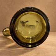 Vintage service in olive green tinted glass, Czechoslovakia, circa 1970.