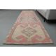 1970s Vintage Turkish Handmade Wool & Cotton Pink Runner Rug 100x339