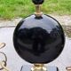 Pair of 70s designer lamps in black ceramic and gold metal