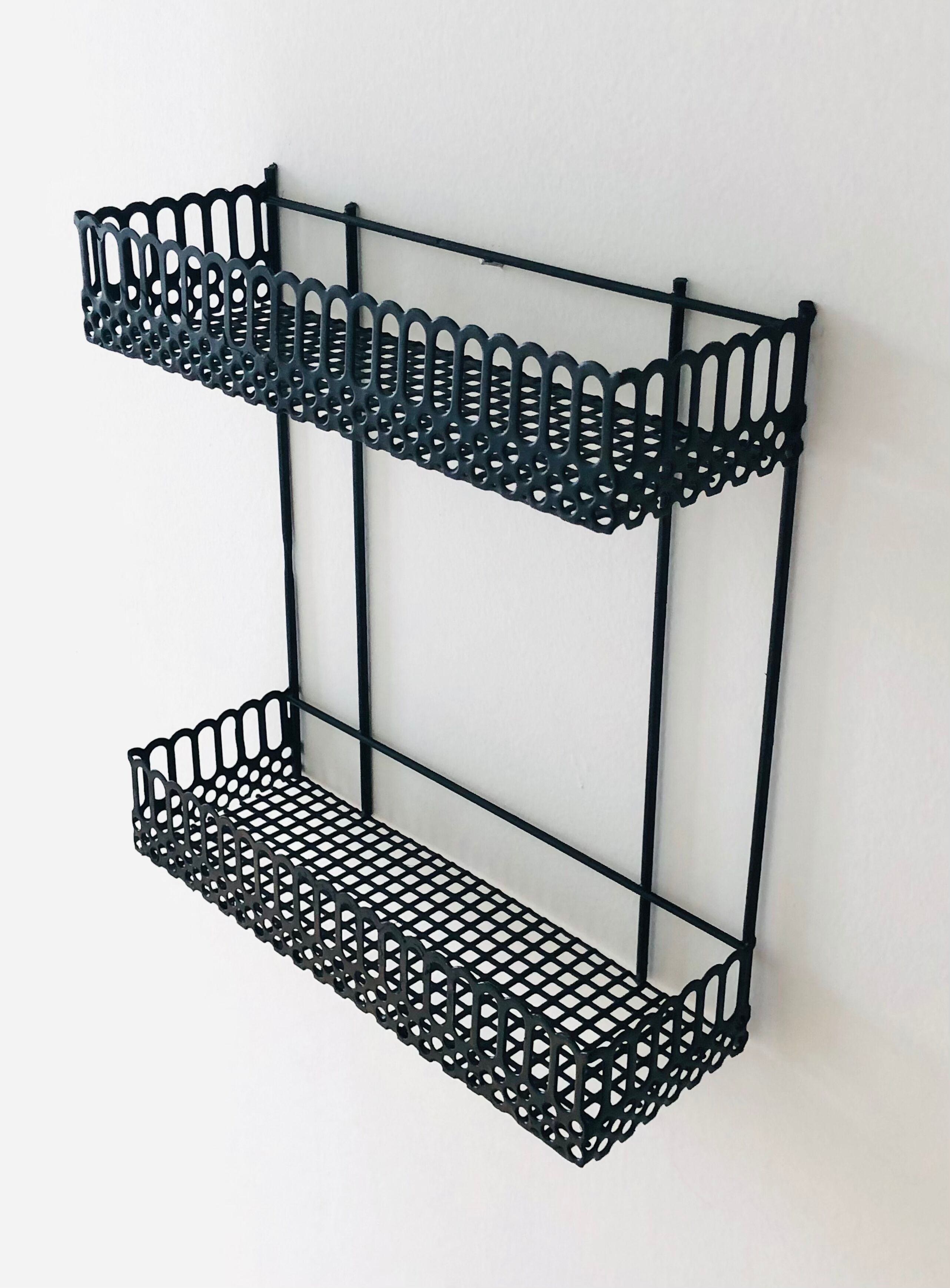 Vintage black metal wall shelf