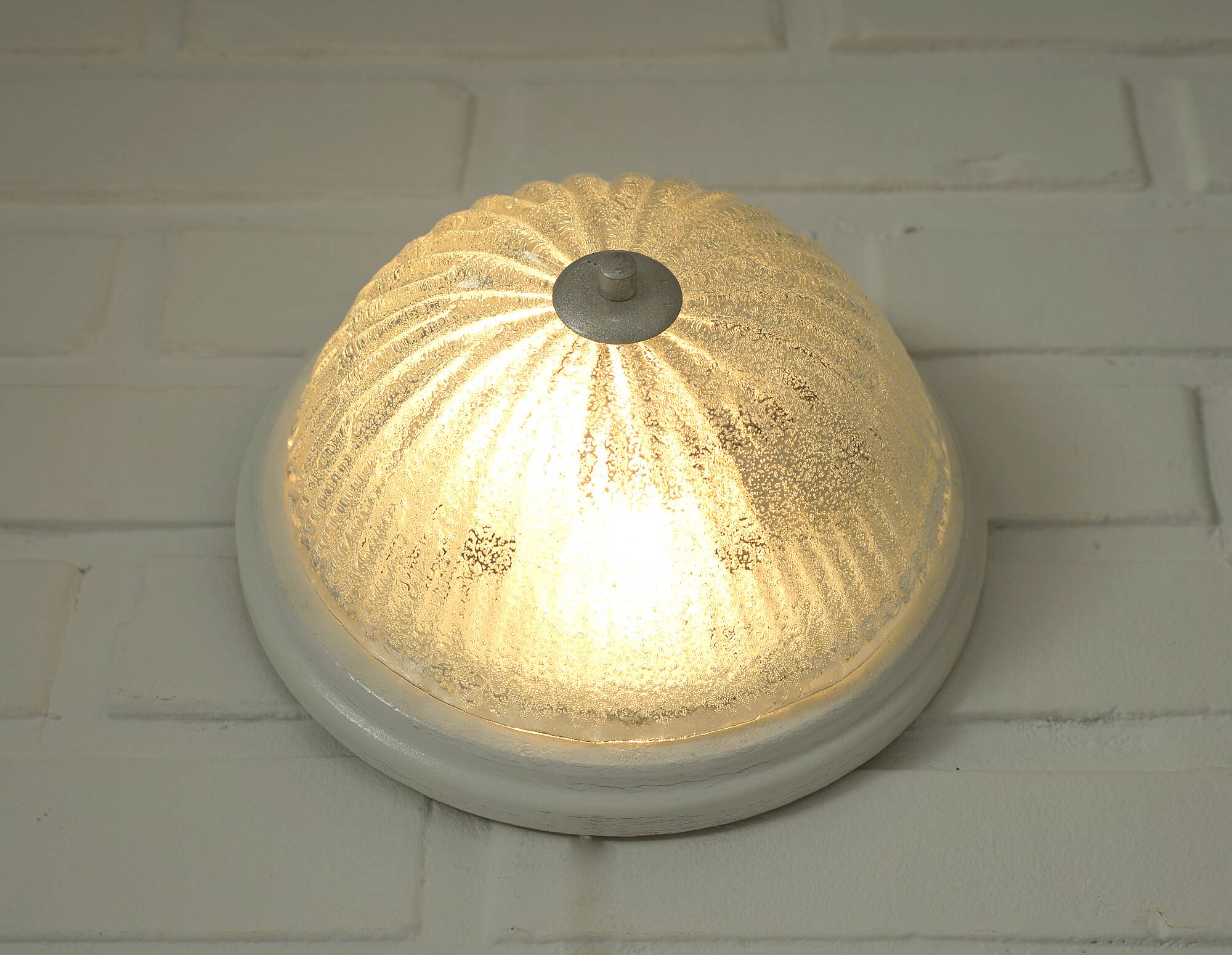 Vintage sconces set of 2 ceiling flush mount lights ice glass Austria 1970s