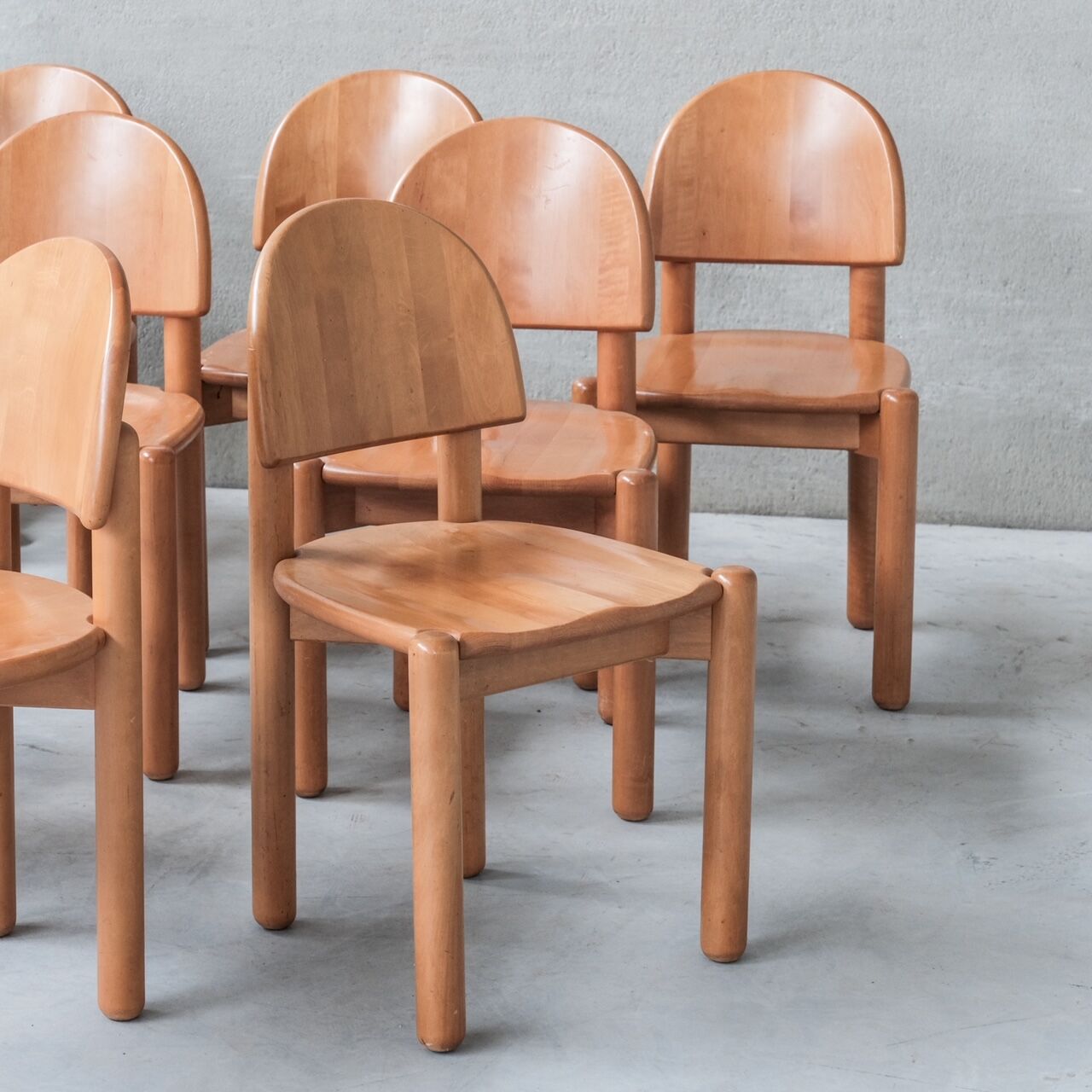 Pine mid-century dining chairs